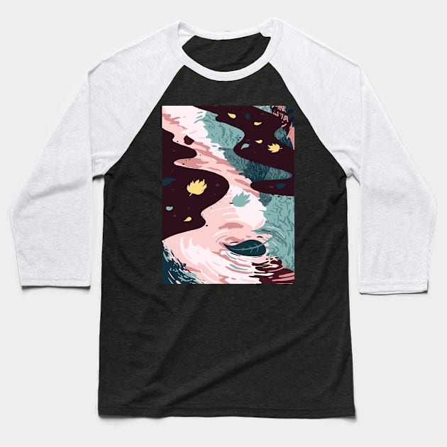 Leaf in Puddle Baseball T-Shirt by Nathan Watkins Design